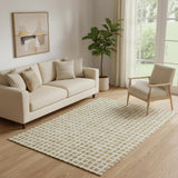 5' X 8' Gold And Ivory Geometric Washable Area Rug With UV Protection