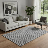 5' X 8' Graphite And Silver Geometric Washable Area Rug With UV Protection