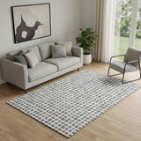 5' X 8' Gray And Silver Geometric Washable Area Rug With UV Protection
