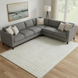 8' X 10' Ivory And Beige Geometric Washable Area Rug With UV Protection