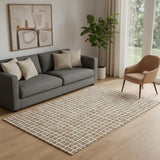 5' X 8' Rust Copper And Beige Geometric Washable Area Rug With UV Protection