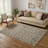5' X 8' Brown And Ivory Polka Dot Washable Area Rug With UV Protection