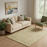 5' X 8' Gold And Ivory Polka Dot Washable Area Rug With UV Protection