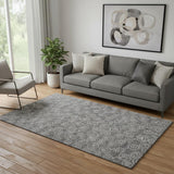 5' X 8' Gray And Silver Polka Dot Washable Area Rug With UV Protection