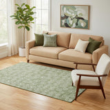 5' X 8' Green And Ivory Polka Dot Washable Area Rug With UV Protection