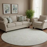 8' Ivory And Beige Polka Dot Washable Round Rug With UV Protection