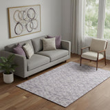5' X 8' Lavender And Ivory Polka Dot Washable Area Rug With UV Protection