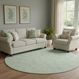 8' Mint Green And Ivory Polka Dot Washable Round Rug With UV Protection