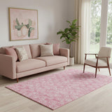 5' X 8' Pink And Ivory Polka Dot Washable Area Rug With UV Protection