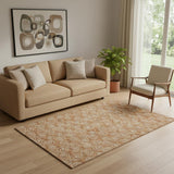 5' X 8' Terra Cotta And Beige Polka Dot Washable Area Rug With UV Protection