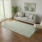 5' X 8' Green And Ivory Striped Washable Area Rug With UV Protection