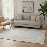 5' X 8' Ivory And Beige Striped Washable Area Rug With UV Protection