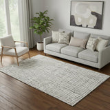 5' X 8' Taupe And Beige Striped Washable Area Rug With UV Protection
