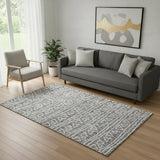 5' X 8' Charcoal And Ivory Geometric Washable Area Rug With UV Protection