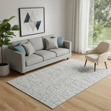 5' X 8' Gray And Silver Geometric Washable Area Rug With UV Protection