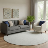 8' Ivory And Beige Geometric Washable Round Rug With UV Protection