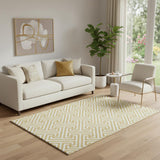 5' X 8' Gold And Ivory Geometric Washable Area Rug With UV Protection