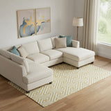 8' X 10' Gold And Ivory Geometric Washable Area Rug With UV Protection