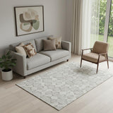 5' X 8' Beige And Brown Geometric Washable Area Rug With UV Protection