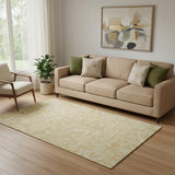 5' X 8' Gold And Ivory Geometric Washable Area Rug With UV Protection