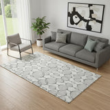5' X 8' Graphite And Silver Geometric Washable Area Rug With UV Protection