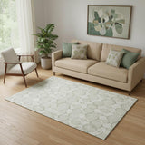 5' X 8' Green And Beige Geometric Washable Area Rug With UV Protection