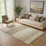 5' X 8' Beige And Brown Striped Washable Area Rug With UV Protection