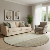 8' Beige And Brown Striped Washable Round Rug With UV Protection