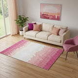 5' X 8' Blush And Ivory Striped Washable Area Rug With UV Protection