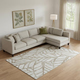 8' X 10' Beige And Brown Floral Washable Area Rug With UV Protection