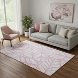 5' X 8' Pink And Beige Floral Washable Area Rug With UV Protection