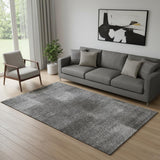 5' X 8' Gray And Ivory Abstract Washable Area Rug With UV Protection