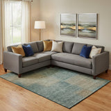 8' X 10' Teal And Brown Abstract Washable Area Rug With UV Protection