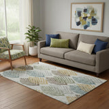 5' X 8' Gray Teal And Gold Floral Washable Area Rug With UV Protection