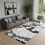 5' X 8' Black Gray And Silver Abstract Washable Area Rug With UV Protection
