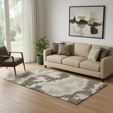 5' X 8' Chocolate Beige And Taupe Abstract Washable Area Rug With UV Protection
