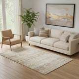 5' X 8' Copper And Beige Abstract Washable Area Rug With UV Protection