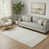 5' X 8' Ivory And Beige Abstract Washable Area Rug With UV Protection