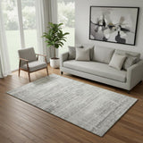 5' X 8' Silver And Gray Abstract Washable Area Rug With UV Protection