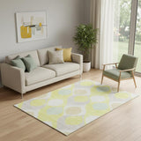5' X 8' Yellow Ivory And Gray Ogee Washable Area Rug With UV Protection