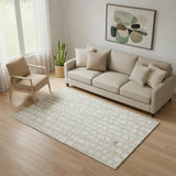 5' X 8' Beige And Ivory Cobblestone Washable Area Rug With UV Protection