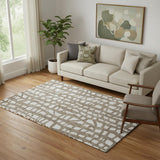 5' X 8' Brown And Ivory Cobblestone Washable Area Rug With UV Protection