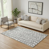 5' X 8' Gray And Ivory Cobblestone Washable Area Rug With UV Protection