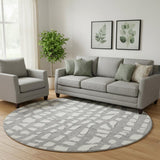 8' Gray And Ivory Cobblestone Washable Round Rug With UV Protection