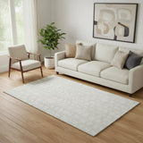5' X 8' Ivory And Beige Cobblestone Washable Area Rug With UV Protection