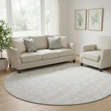 8' Ivory And Beige Cobblestone Washable Round Rug With UV Protection