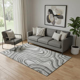 5' X 8' Gray And Ivory Marble Washable Area Rug With UV Protection