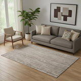 5' X 8' Brown And Ivory Striped Washable Area Rug With UV Protection