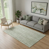 5' X 8' Green And Ivory Striped Washable Area Rug With UV Protection