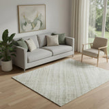 5' X 8' Ivory And Beige Striped Washable Area Rug With UV Protection